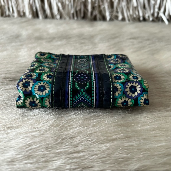 Vera Bradley Blue Rhapsody Frill 2009 Snap Double Sided Wallet Black Blue Green - Picture 7 of 12
